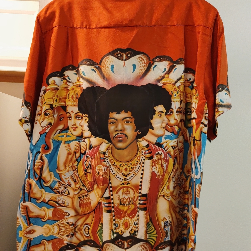 Amiri button down short sleeve silk shirt Jimi Hendrix design RARE men medium